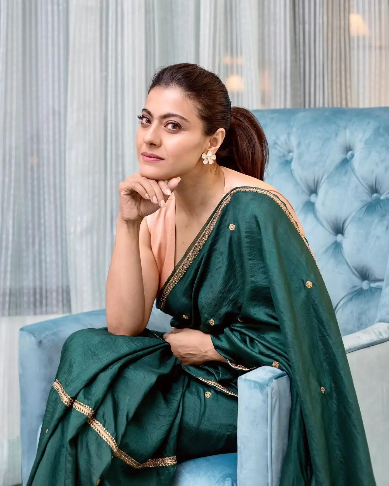 Kajol Devgan in Traditional Green Color saree